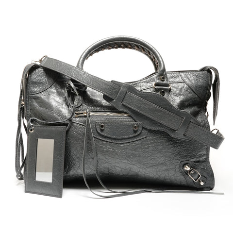 BALENCIAGA 2way Classic City Leather Handbag gray WS26450
