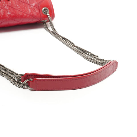 YVES SAINT LAURENT Niki Baby Chain Silver Metal Shoulder Bag Red WS26452