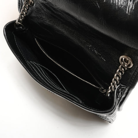 YVES SAINT LAURENT Niki Baby Chain Silver Metal Shoulder Bag black WS26453