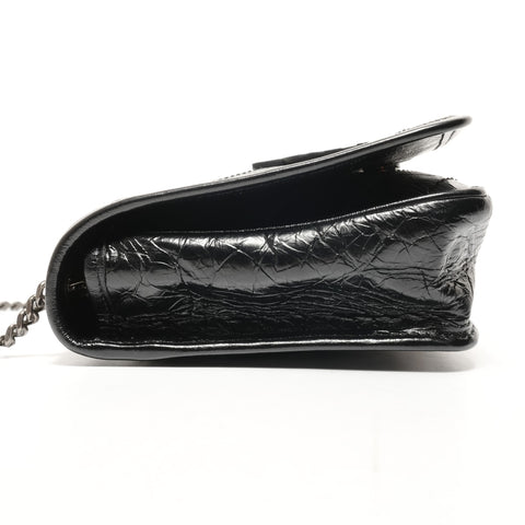 YVES SAINT LAURENT Niki Baby Chain Silver Metal Shoulder Bag black WS26453