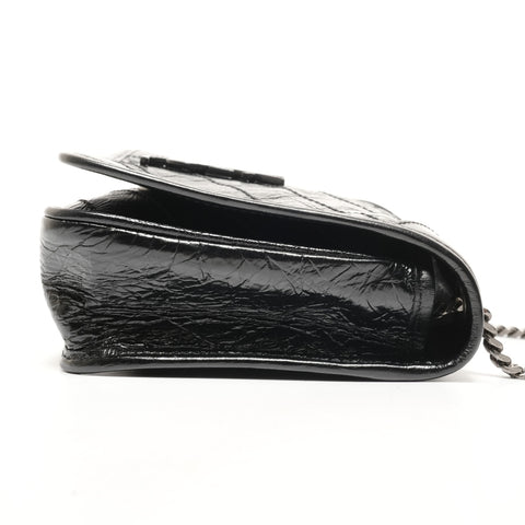 YVES SAINT LAURENT Niki Baby Chain Silver Metal Shoulder Bag black WS26453