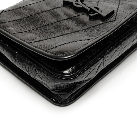 YVES SAINT LAURENT Niki Baby Chain Silver Metal Shoulder Bag black WS26453