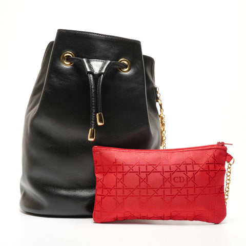 Christian Dior Leather 2-way backpack Shoulder Bag black WS26454