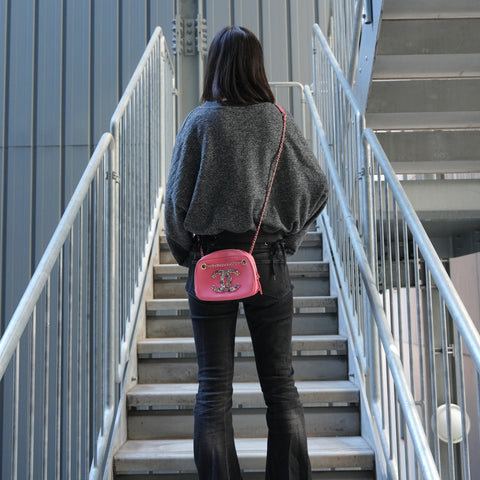 CHANEL 30 Series Lambskin Camera Bag with Beads, COCO Mark 2020-2021 Shoulder Bag pink WS26457