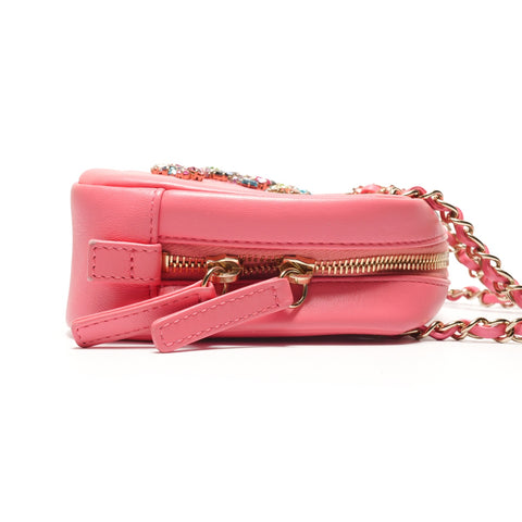 CHANEL 30 Series Lambskin Camera Bag with Beads, COCO Mark 2020-2021 Shoulder Bag pink WS26457