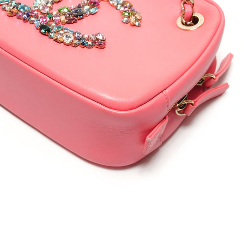 CHANEL 30 Series Lambskin Camera Bag with Beads, COCO Mark 2020-2021 Shoulder Bag pink WS26457