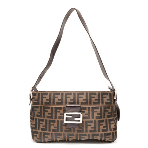 FENDI Canvas Mamma Zucca Shoulder Bag Brown WS26458