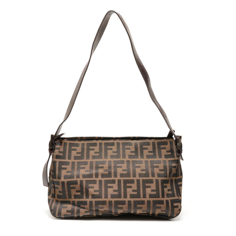 FENDI Canvas Mamma Zucca Shoulder Bag Brown WS26458