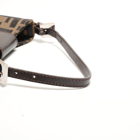 FENDI Mini Mamma Bucket Croissant Zucca Canvas Handbag Brown WS26459