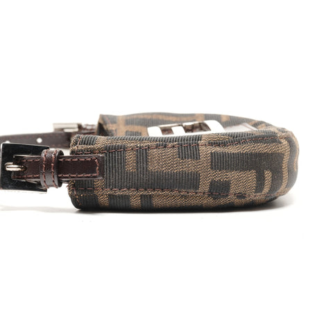 FENDI Mini Mamma Bucket Croissant Zucca Canvas Handbag Brown WS26459