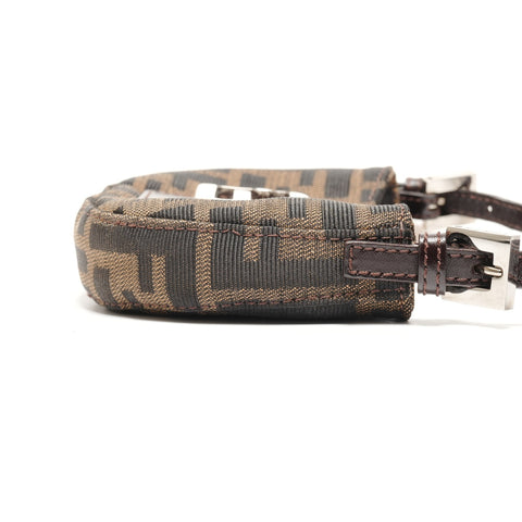 FENDI Mini Mamma Bucket Croissant Zucca Canvas Handbag Brown WS26459