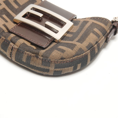 FENDI Mini Mamma Bucket Croissant Zucca Canvas Handbag Brown WS26459