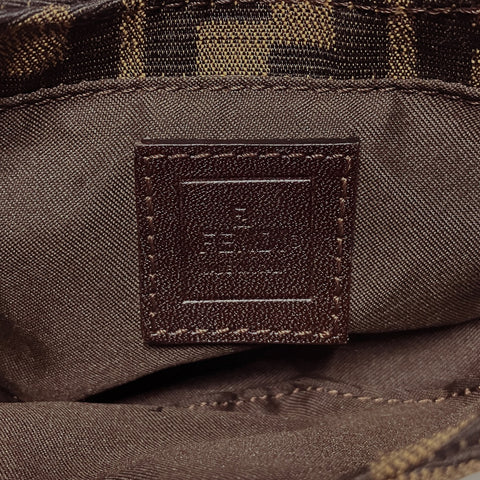 FENDI Mini Mamma Bucket Croissant Zucca Canvas Handbag Brown WS26459