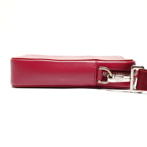 Christian Dior Trotter Leather Oblique Shoulder Bag Red WS26460