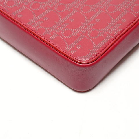 Christian Dior Trotter Leather Oblique Shoulder Bag Red WS26460