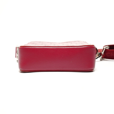 Christian Dior Trotter Leather Oblique Shoulder Bag Red WS26460