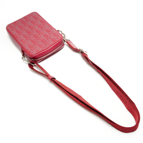 Christian Dior Trotter Leather Oblique Shoulder Bag Red WS26460