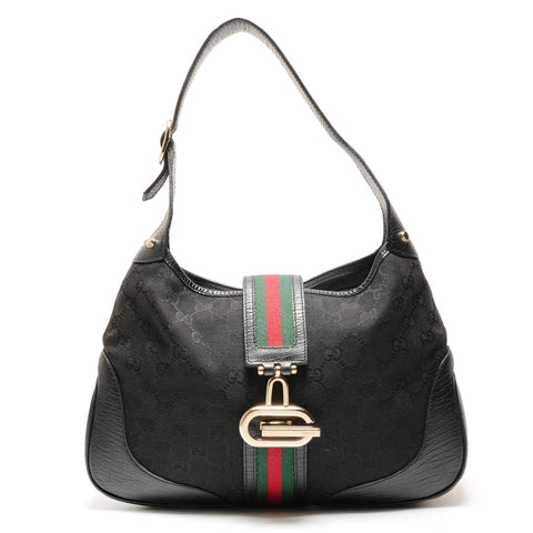 GUCCI GG Canvas Shelly Hobo One Belt Shoulder Bag black WS26462