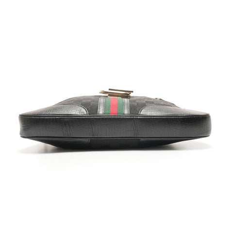 GUCCI GG Canvas Shelly Hobo One Belt Shoulder Bag black WS26462