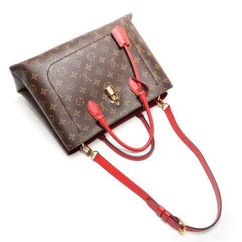LOUIS VUITTON Monogram 2-way Flower Tote Bag Coquelicot M43553 Made in 2019 Handbag Brown WS26463