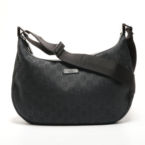 GUCCI GG Canvas Half Moon Shoulder Bag black WS26464