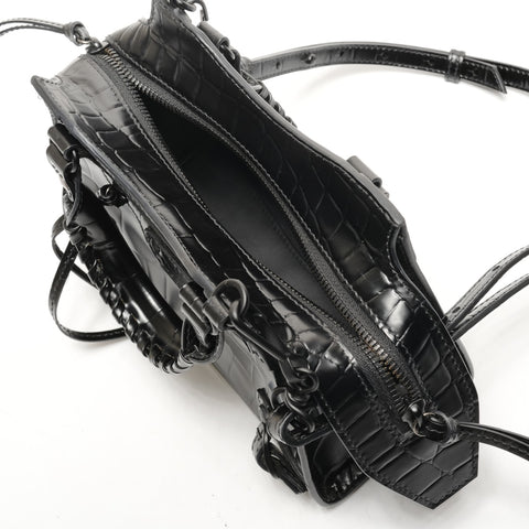 BALENCIAGA Mini Neo City 2-way Embossed Leather Shoulder Bag black WS26470