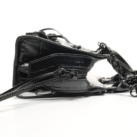 BALENCIAGA Mini Neo City 2-way Embossed Leather Shoulder Bag black WS26470