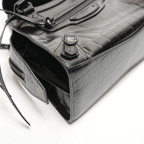 BALENCIAGA Mini Neo City 2-way Embossed Leather Shoulder Bag black WS26470