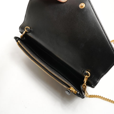 YVES SAINT LAURENT Cassandra Envelope Chain Wallet in Lambskin 742920 Shoulder Bag black WS26472