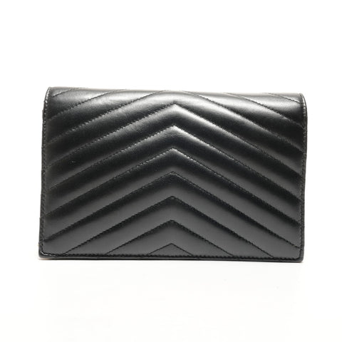 YVES SAINT LAURENT Cassandra Envelope Chain Wallet in Lambskin 742920 Shoulder Bag black WS26472