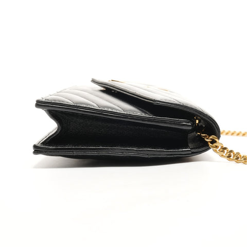 YVES SAINT LAURENT Cassandra Envelope Chain Wallet in Lambskin 742920 Shoulder Bag black WS26472