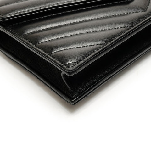 YVES SAINT LAURENT Cassandra Envelope Chain Wallet in Lambskin 742920 Shoulder Bag black WS26472