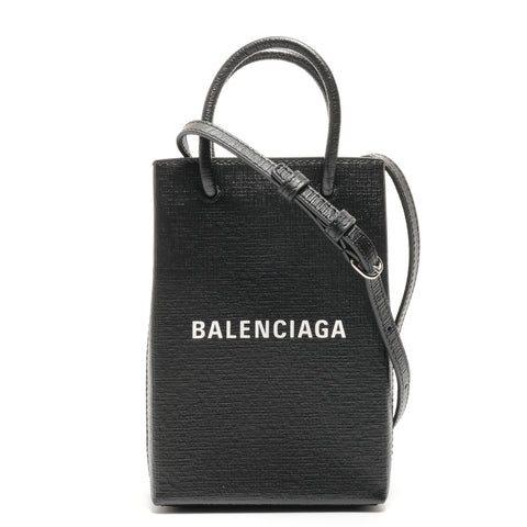 BALENCIAGA Shopping Phone Holder Mini 593826 Shoulder Bag black WS26473