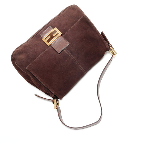 FENDI Suede Mamma Baguette One-Shoulder Bag Shoulder Bag Brown WS26481