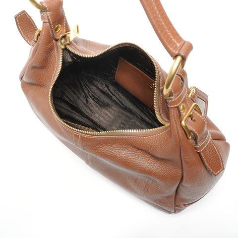 PRADA Vitello Dino One Shoulder Bag Shoulder Bag Brown WS26482