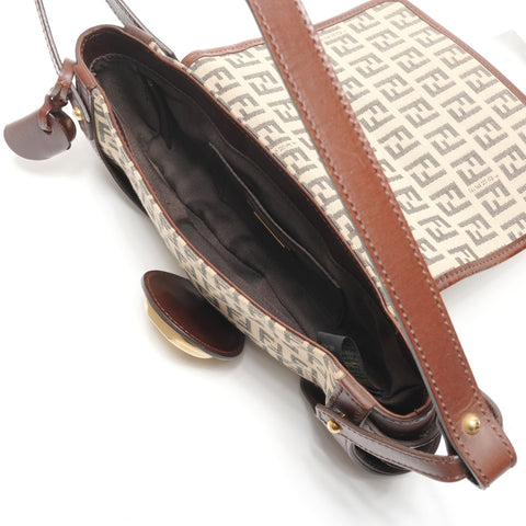 FENDI Zucchino Canvas Umhängetasche Braun WS26483
