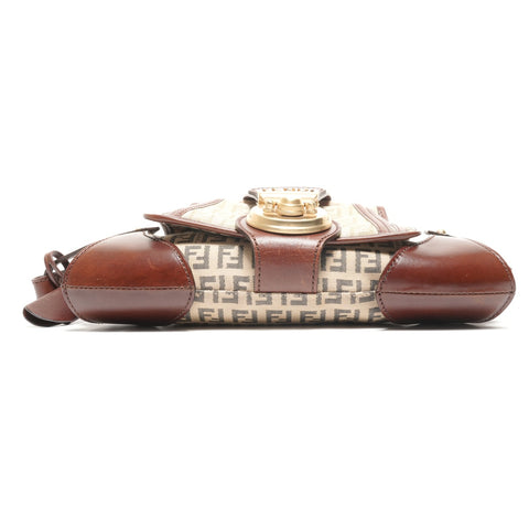 FENDI Zucchino Canvas Umhängetasche Braun WS26483