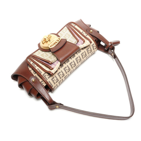 FENDI Zucchino Canvas Umhängetasche Braun WS26483