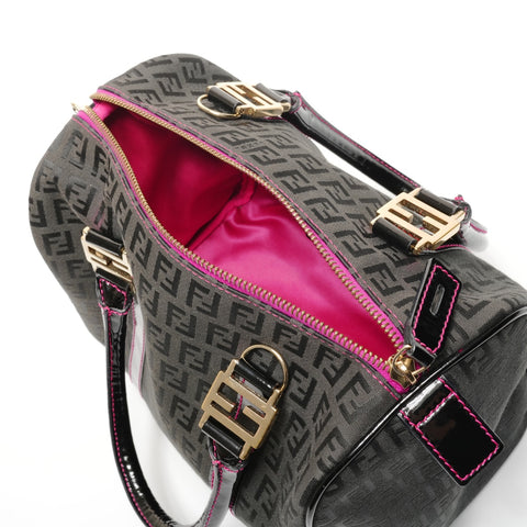 FENDI Zucchino Canvas Handbag black WS26486