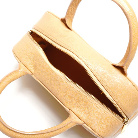 CHANEL No. 8 COCO Mark Caviar Skin 2003-2004 Mini Boston Bag Handbag beige WS26491