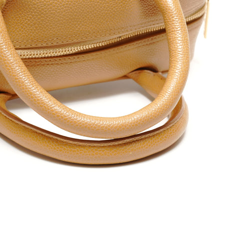 CHANEL No. 8 COCO Mark Caviar Skin 2003-2004 Mini Boston Bag Handbag beige WS26491