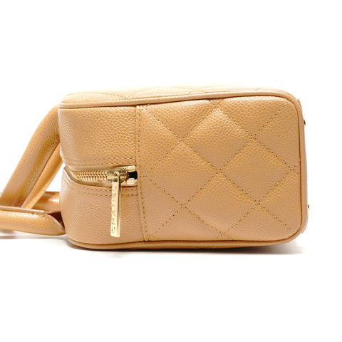 CHANEL No. 8 COCO Mark Caviar Skin 2003-2004 Mini Boston Bag Handbag beige WS26491