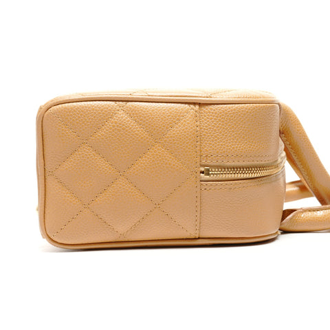 CHANEL No. 8 COCO Mark Caviar Skin 2003-2004 Mini Boston Bag Handbag beige WS26491