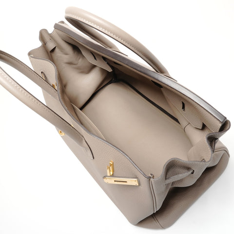 HERMES Birkin 35 Togo Gris Asphalt A Stamp Handbag beige WS26493