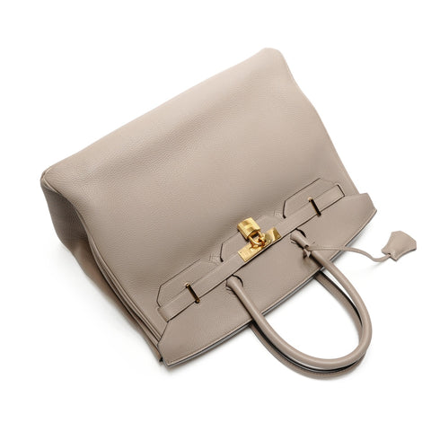 HERMES Birkin 35 Togo Gris Asphalt A Stamp Handbag beige WS26493
