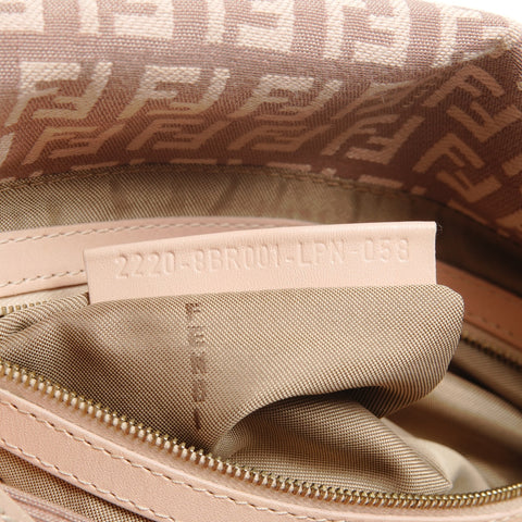 FENDI Zucchino Mamma Baguette Pink Beige Shoulder Bag Brown WS26494