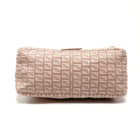 FENDI Zucchino Mamma Baguette Pink Beige Shoulder Bag Brown WS26494