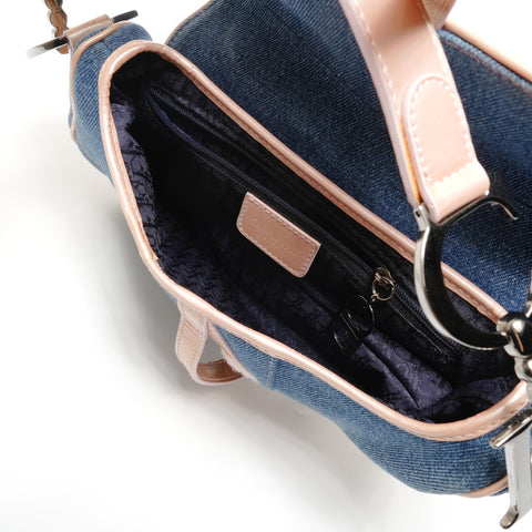 Christian Dior Denim saddle bag one belt Shoulder Bag blue WS26495