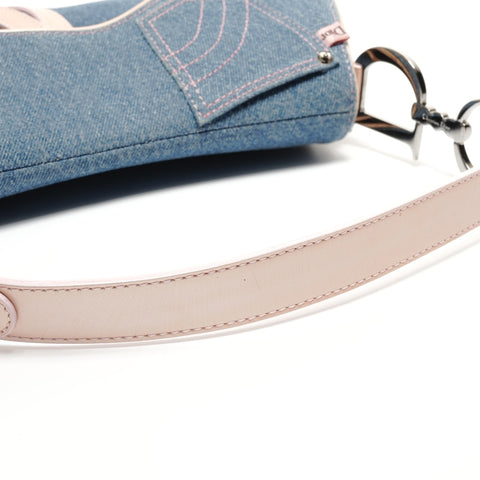 Christian Dior Denim saddle bag one belt Shoulder Bag blue WS26495