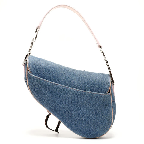 Christian Dior Denim saddle bag one belt Shoulder Bag blue WS26495